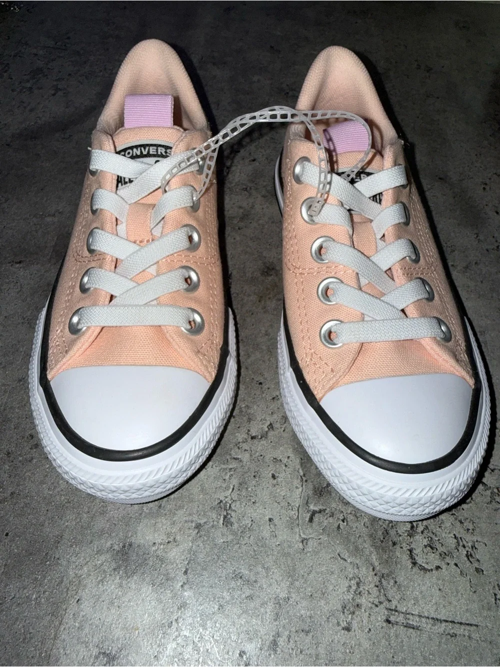 Converse Low Top Sneakers in Peach and Lavender Insole